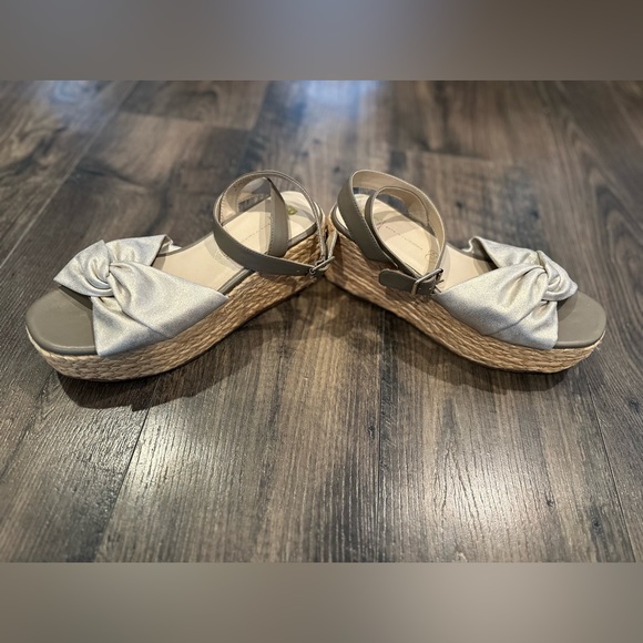 BC Born in California Ankle Wrap Strap Wedge Espadrille Sandals Gold Beige, 8.5 - Picture 5 of 6